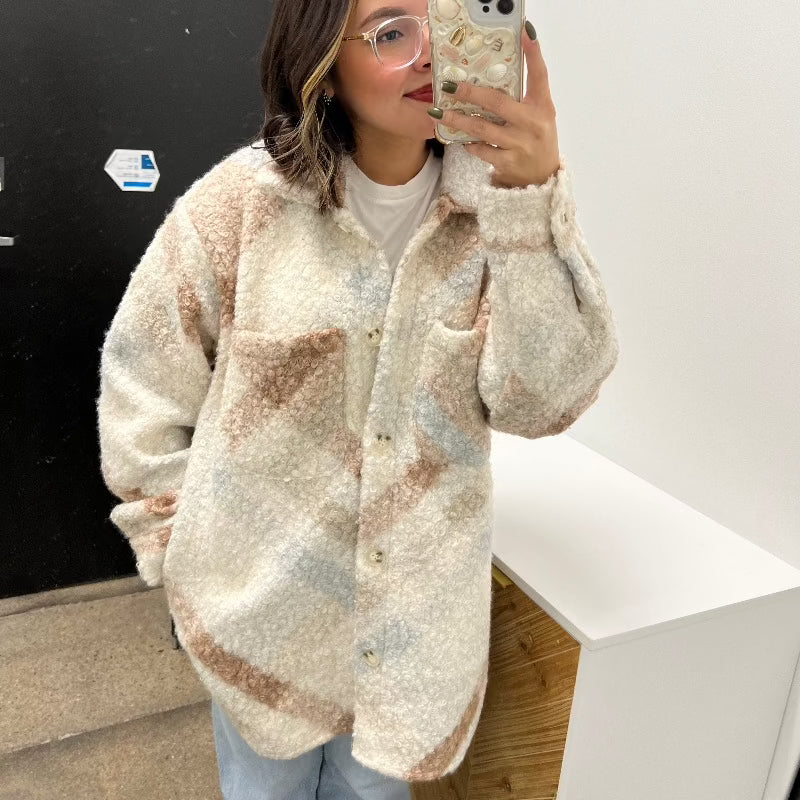 Oversized Teddy Marble Jacket