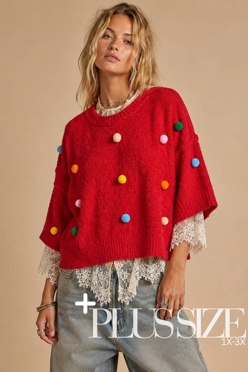 Confetti Pop Plush Short-Sleeve Knit Sweater