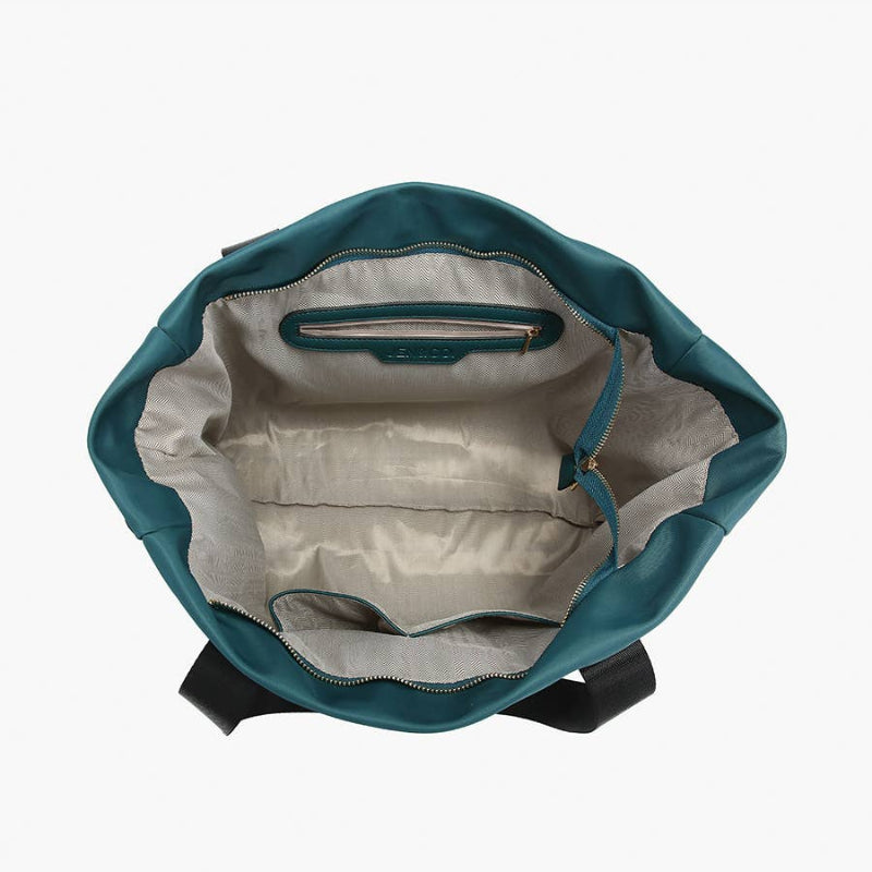 Lydia Drawstring Nylon Tote w/ Contrast Handle