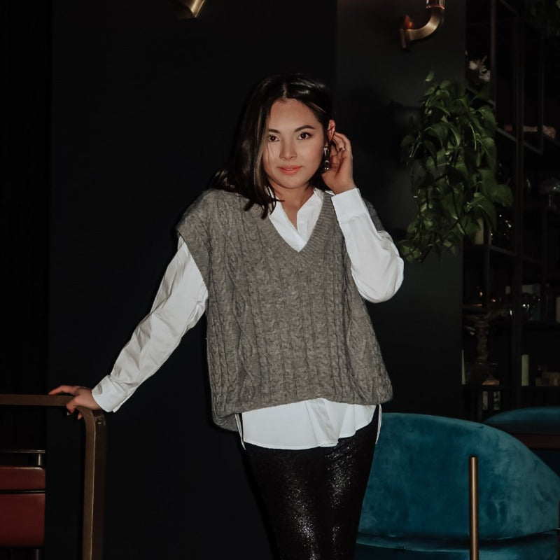 Grey Oversize Sweater Vest