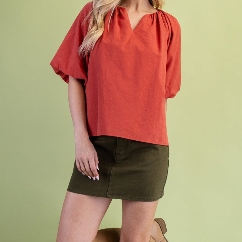 Brick Puff Sleeve Top