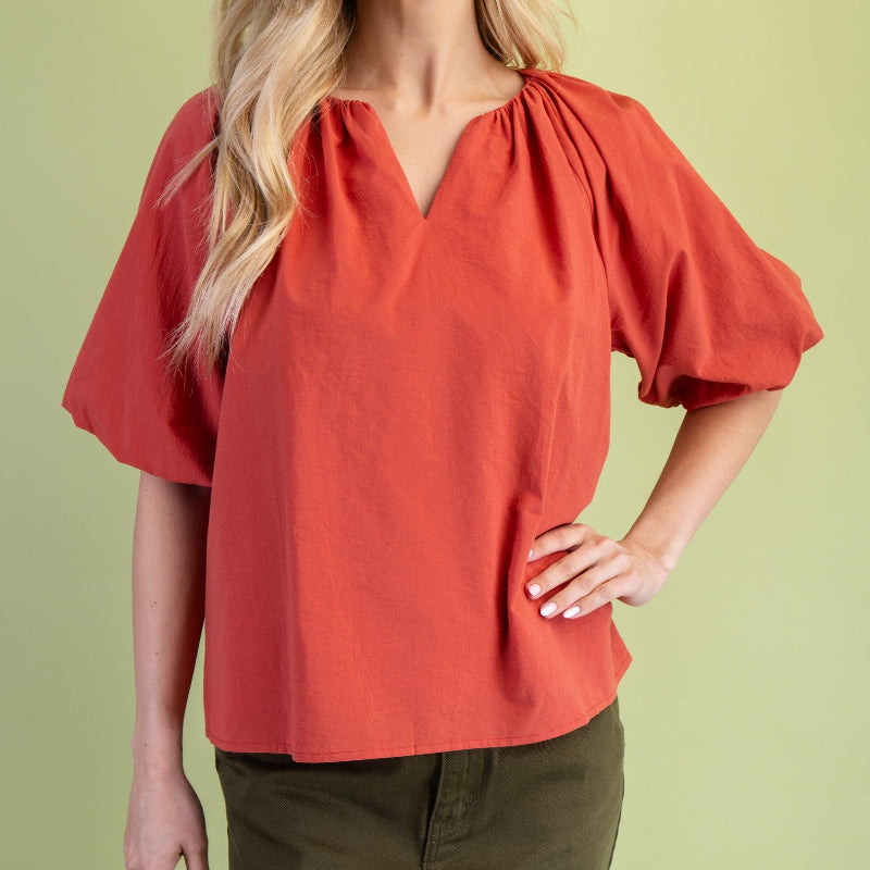 Brick Puff Sleeve Top