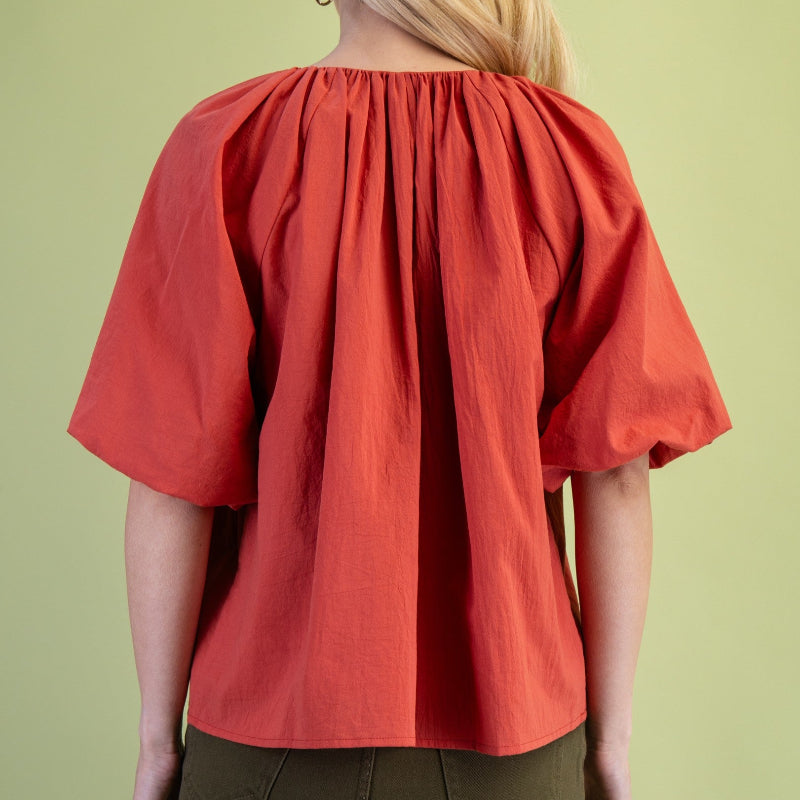 Brick Puff Sleeve Top