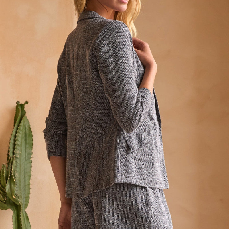 Navy Cinched Sleeve Blazer