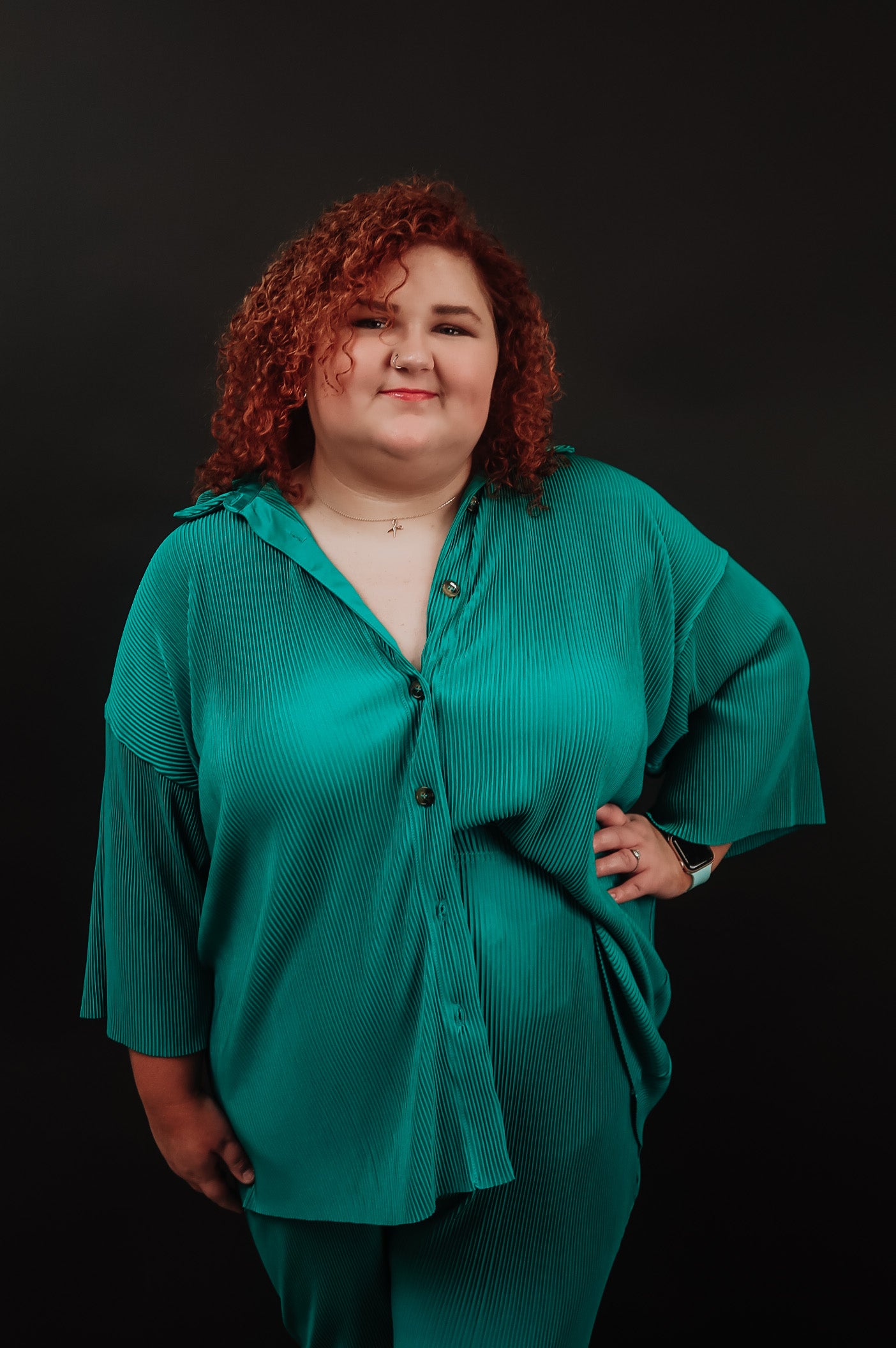 Plisse Pleated Button up Shirt
