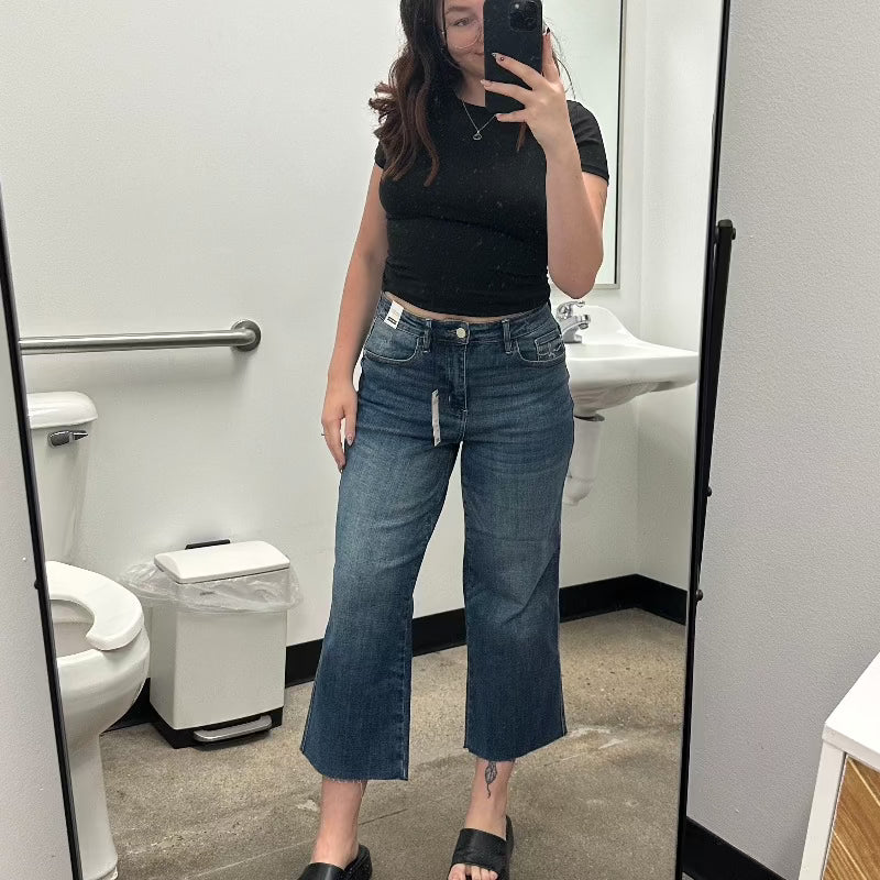 Judy Blue High Waist Wide Leg Crop