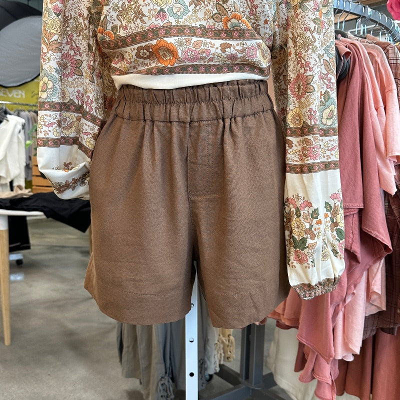 Cocoa Linen Blend Shorts