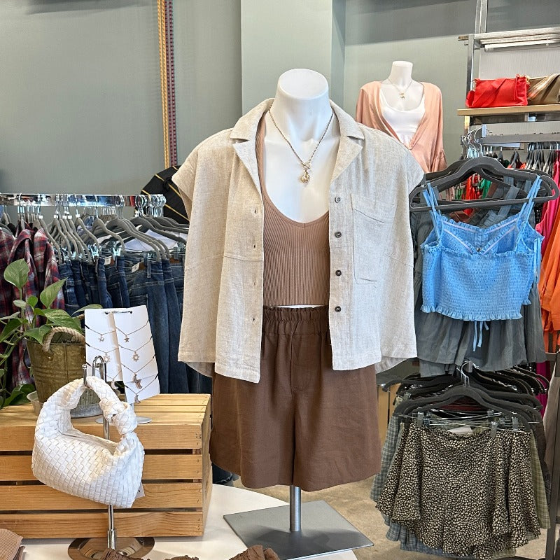 Cocoa Linen Blend Shorts