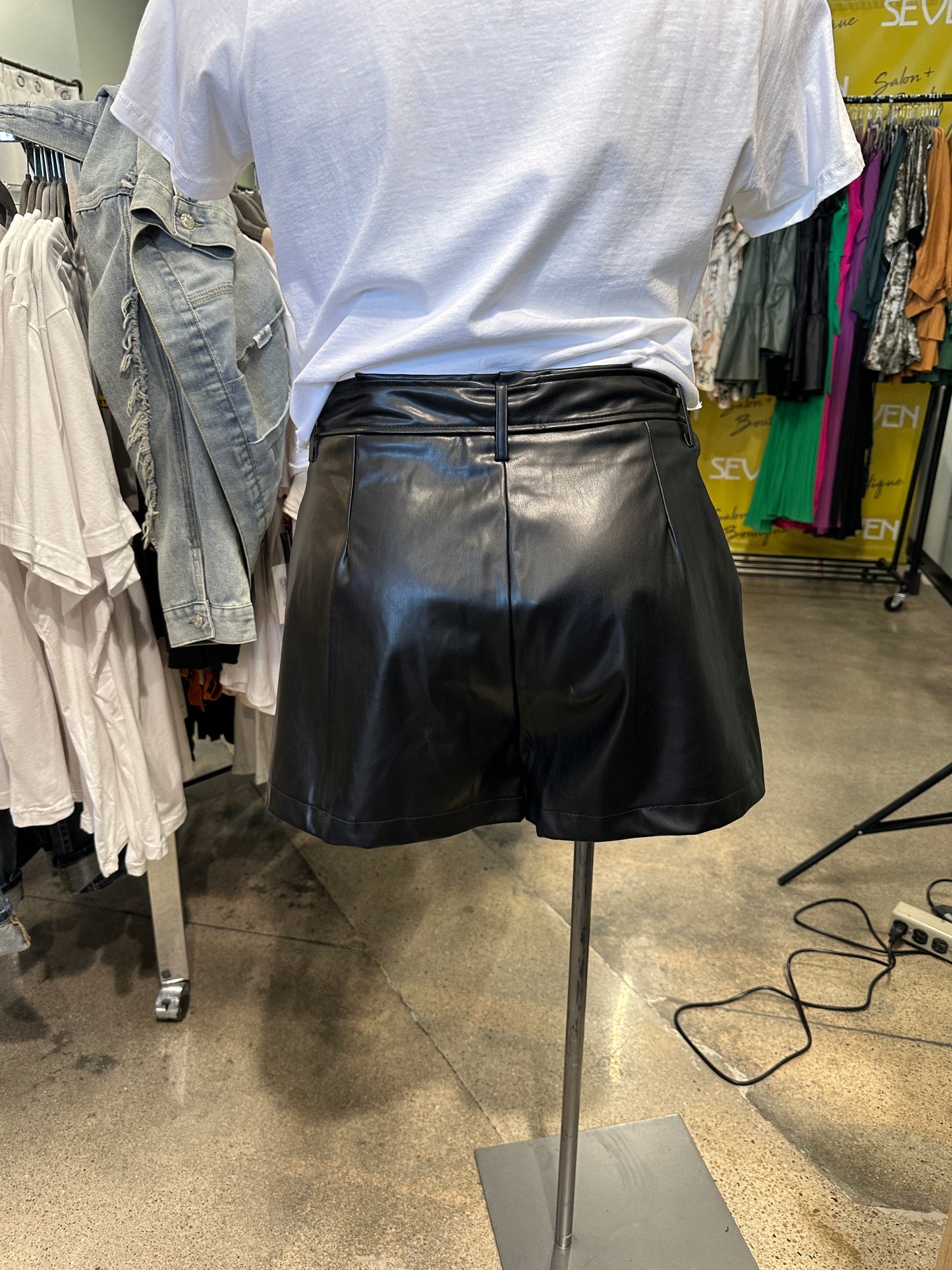 Curvy Pleather Shorts with Tie