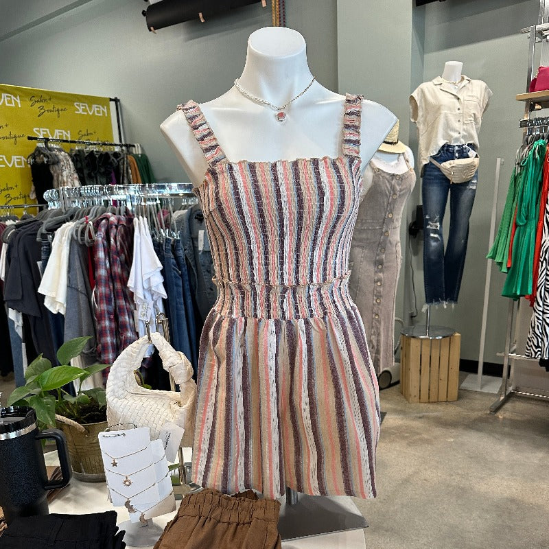Smocked Striped Romper