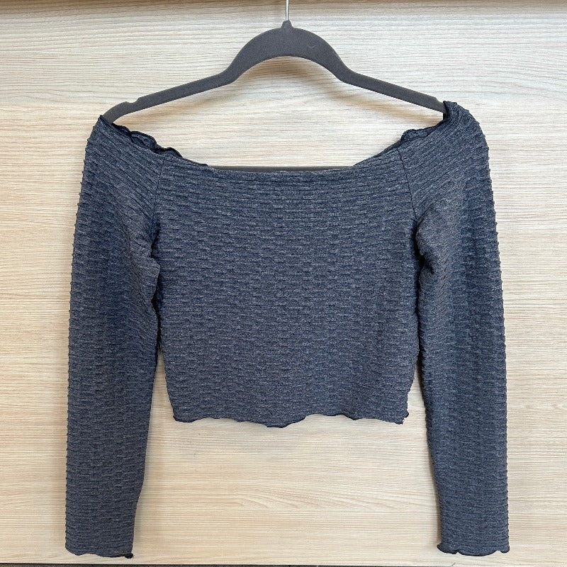 Embossed Wide Neck Crop Top