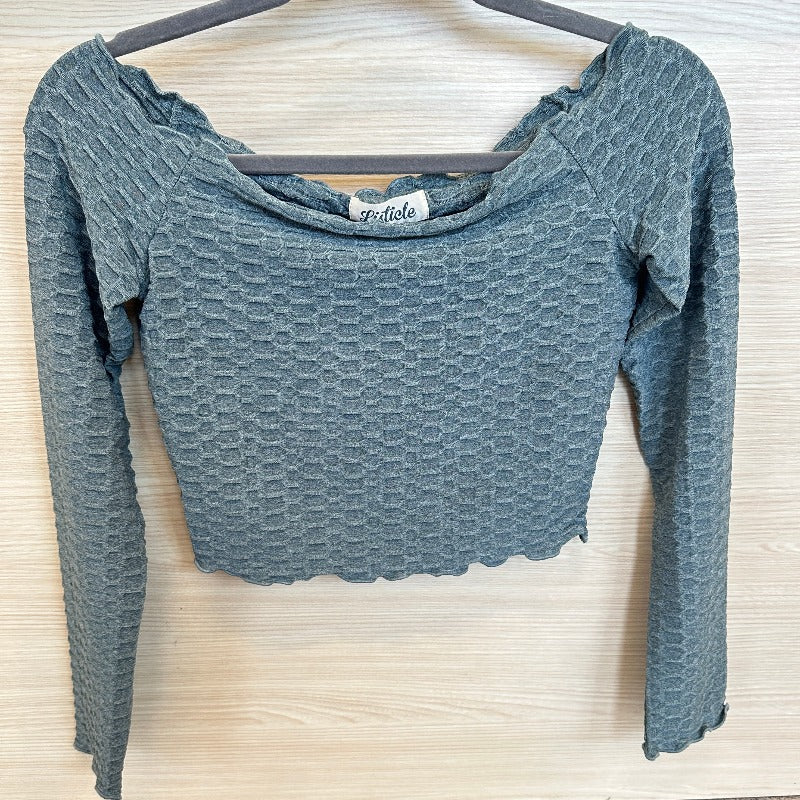 Embossed Wide Neck Crop Top