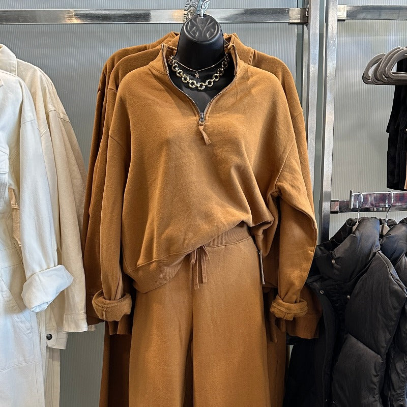 Pale Brown Quarter Zip Sweatshirt
