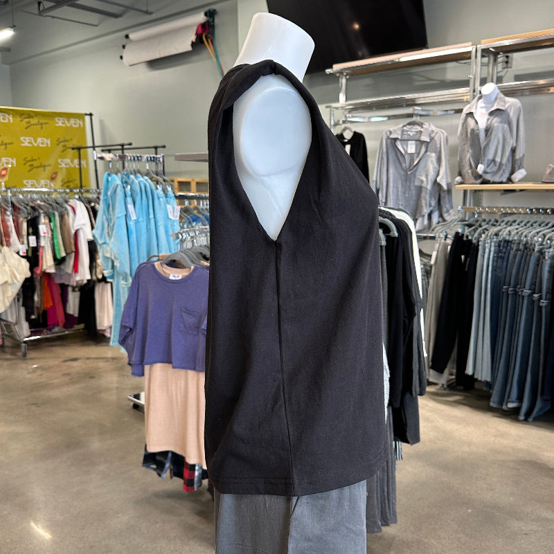 Sleeveless Top with Shoulder Pads