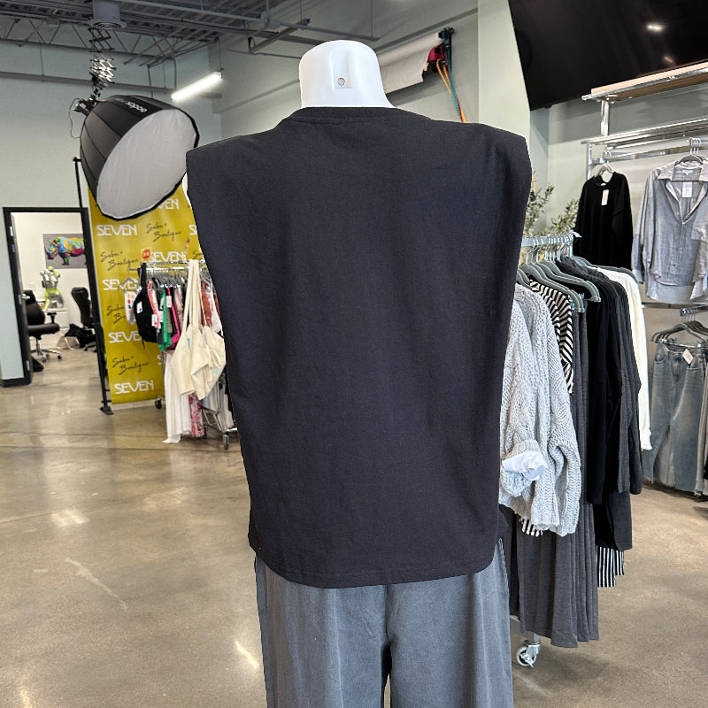 Sleeveless Top with Shoulder Pads