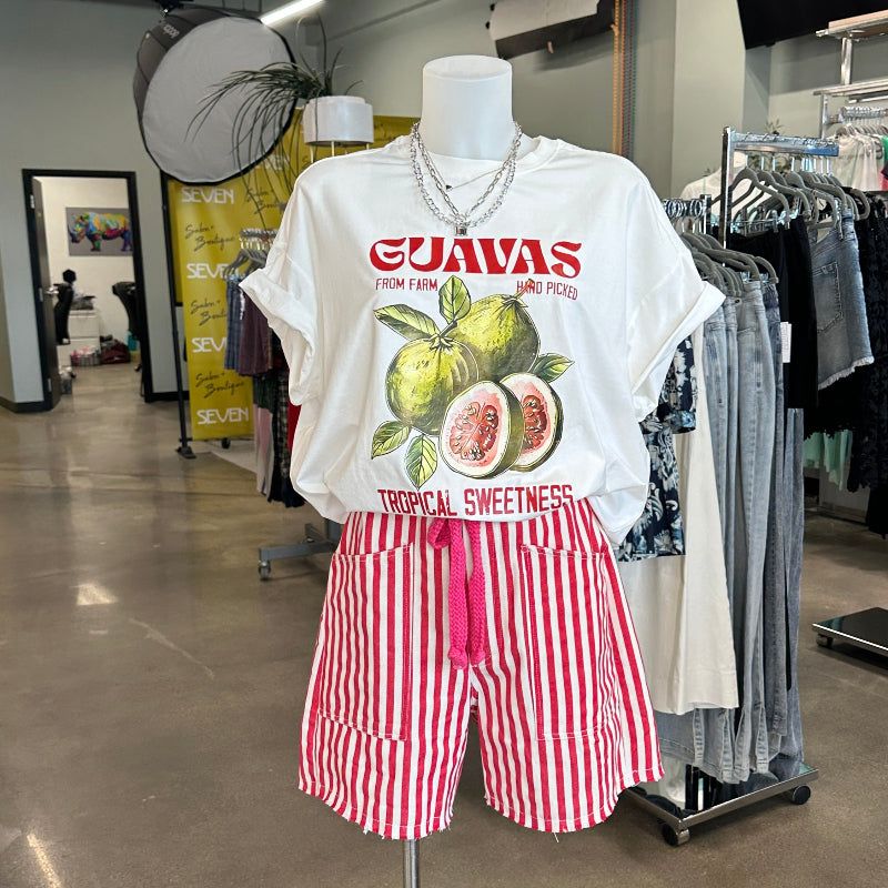 Red and White Striped Shorts