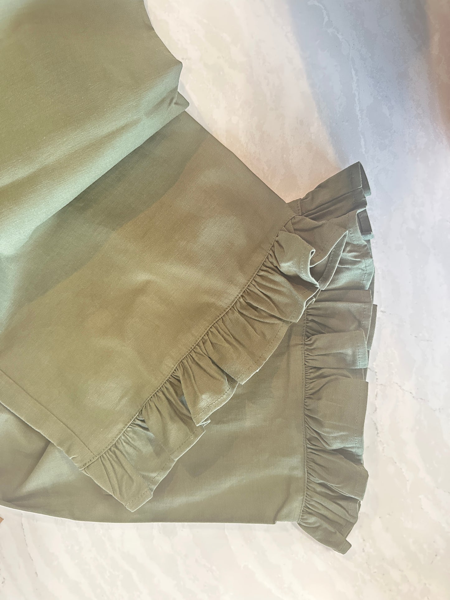 Ruffle Hem Straight Leg Pants