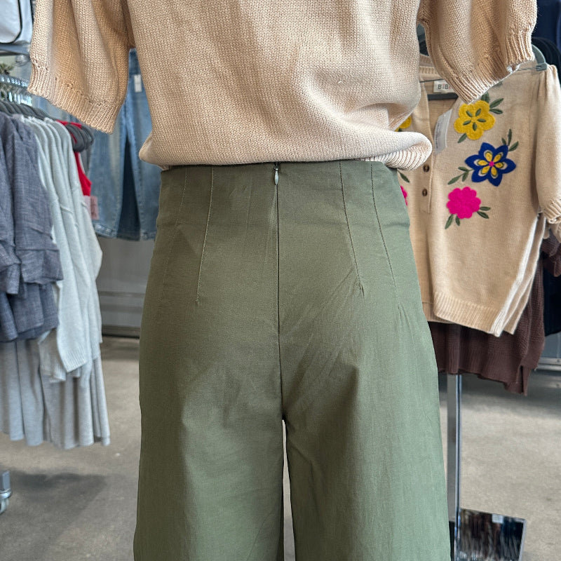 Ruffle Hem Straight Leg Pants