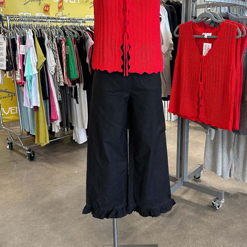 Ruffle Hem Straight Leg Pants