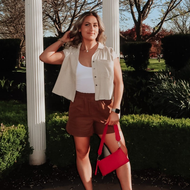 Linen Crop Button Up