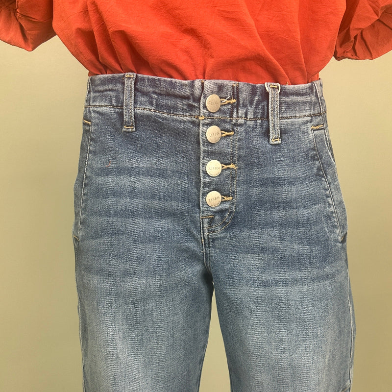 RISEN Mid Rise Fit-Crop Barrel Jean