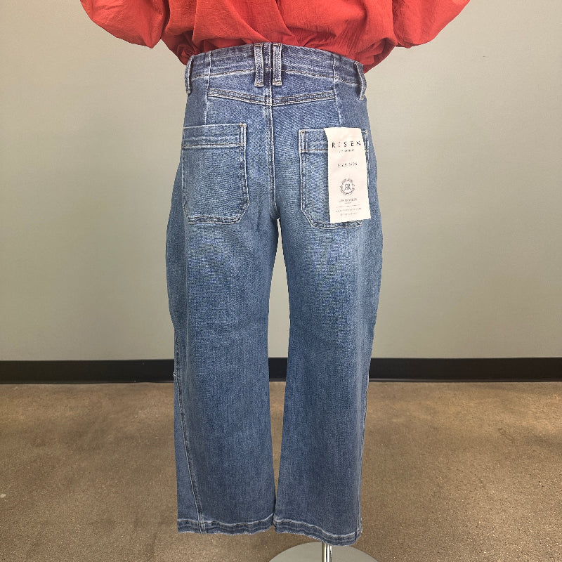 RISEN Mid Rise Fit-Crop Barrel Jean