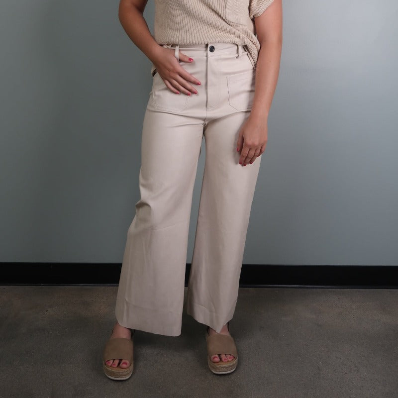 Pleather Wide Leg Trouser