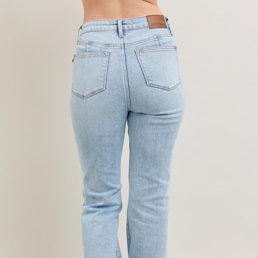 JUDY BLUE Tummy Control Side Slit Slim Bootcut Jeans