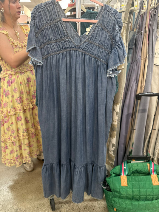 Washed Denim Midi Dress