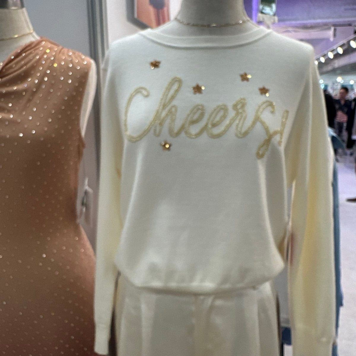 CHEERS Bead and Sequin Holiday Sweater