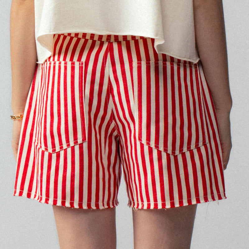Red and White Striped Shorts