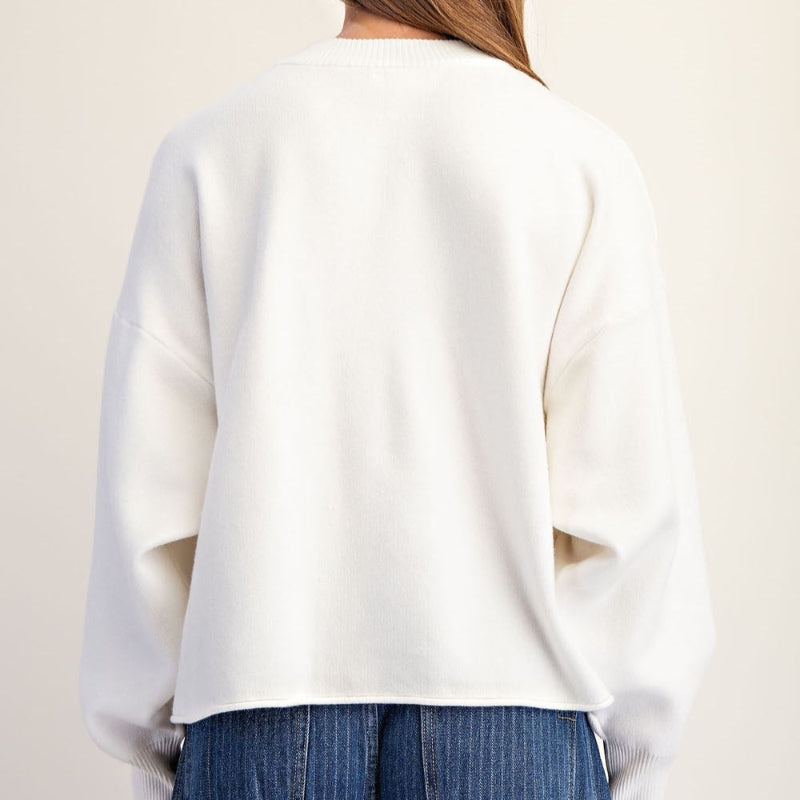 Cropped Classic Crew Neck Sweater