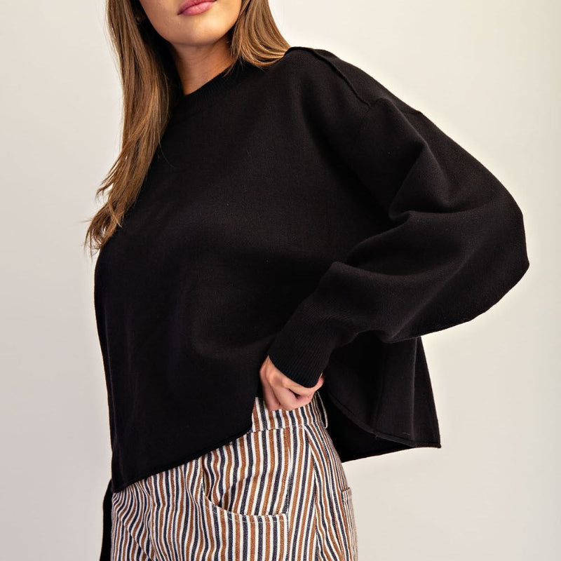 Cropped Classic Crew Neck Sweater