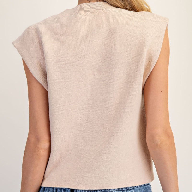 Round Neck Cap Sleeve Sweater