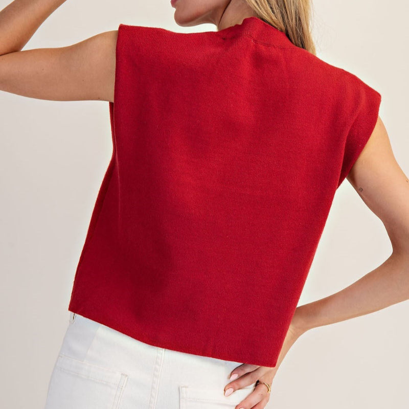 Round Neck Cap Sleeve Sweater