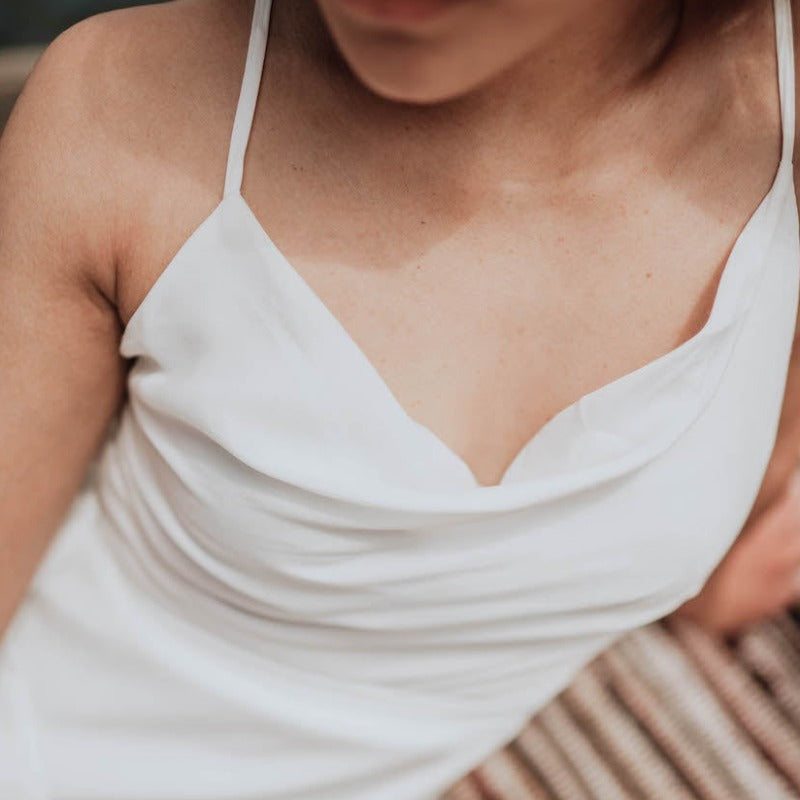White Cowl Neck Swing Dress