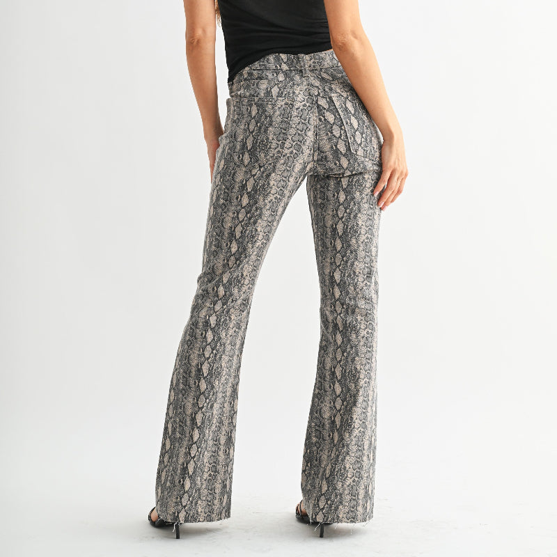 Snake Print Flair Jeans