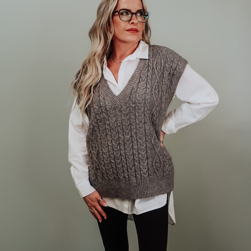 Grey Oversize Sweater Vest