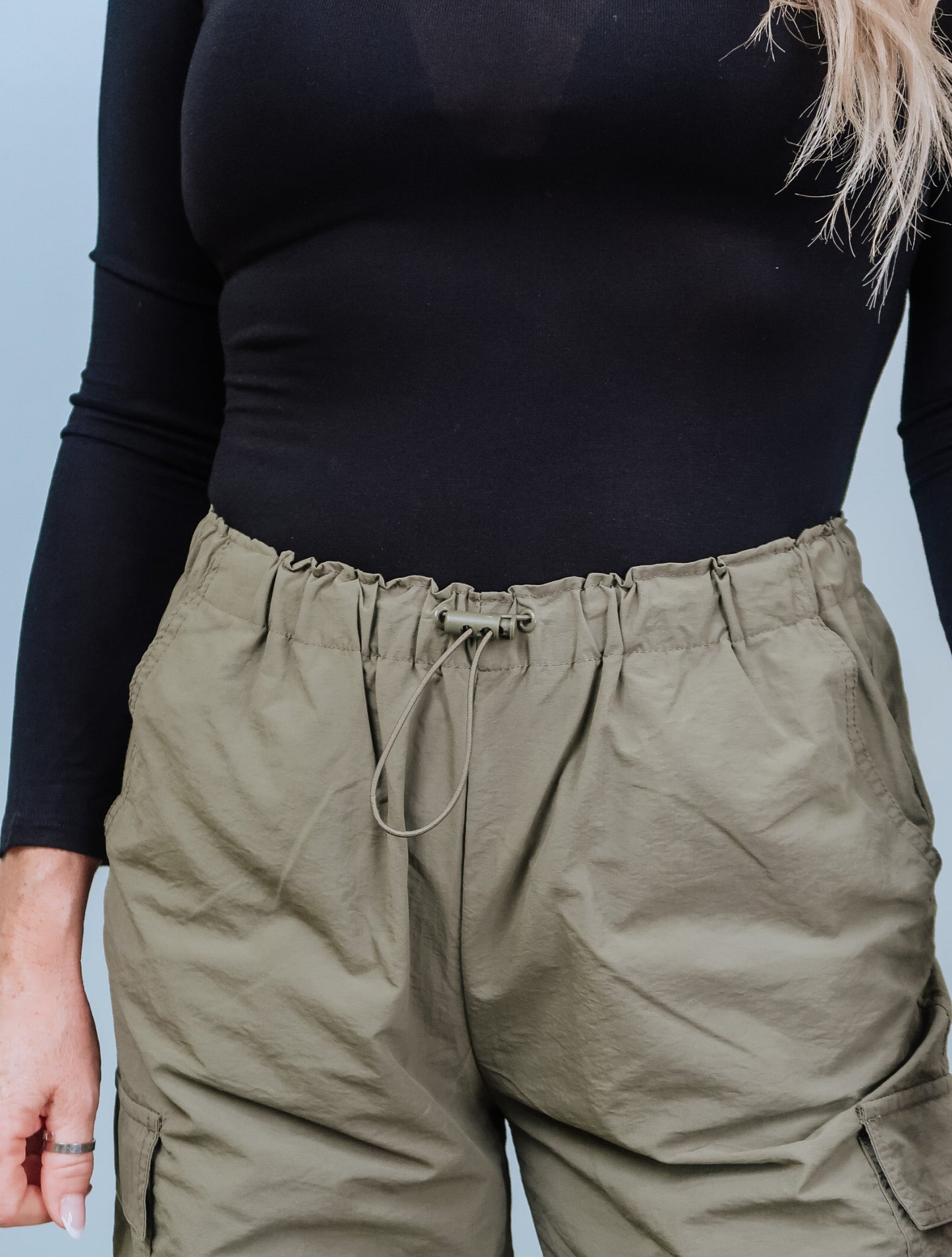Olive Parachute Cargo Pants