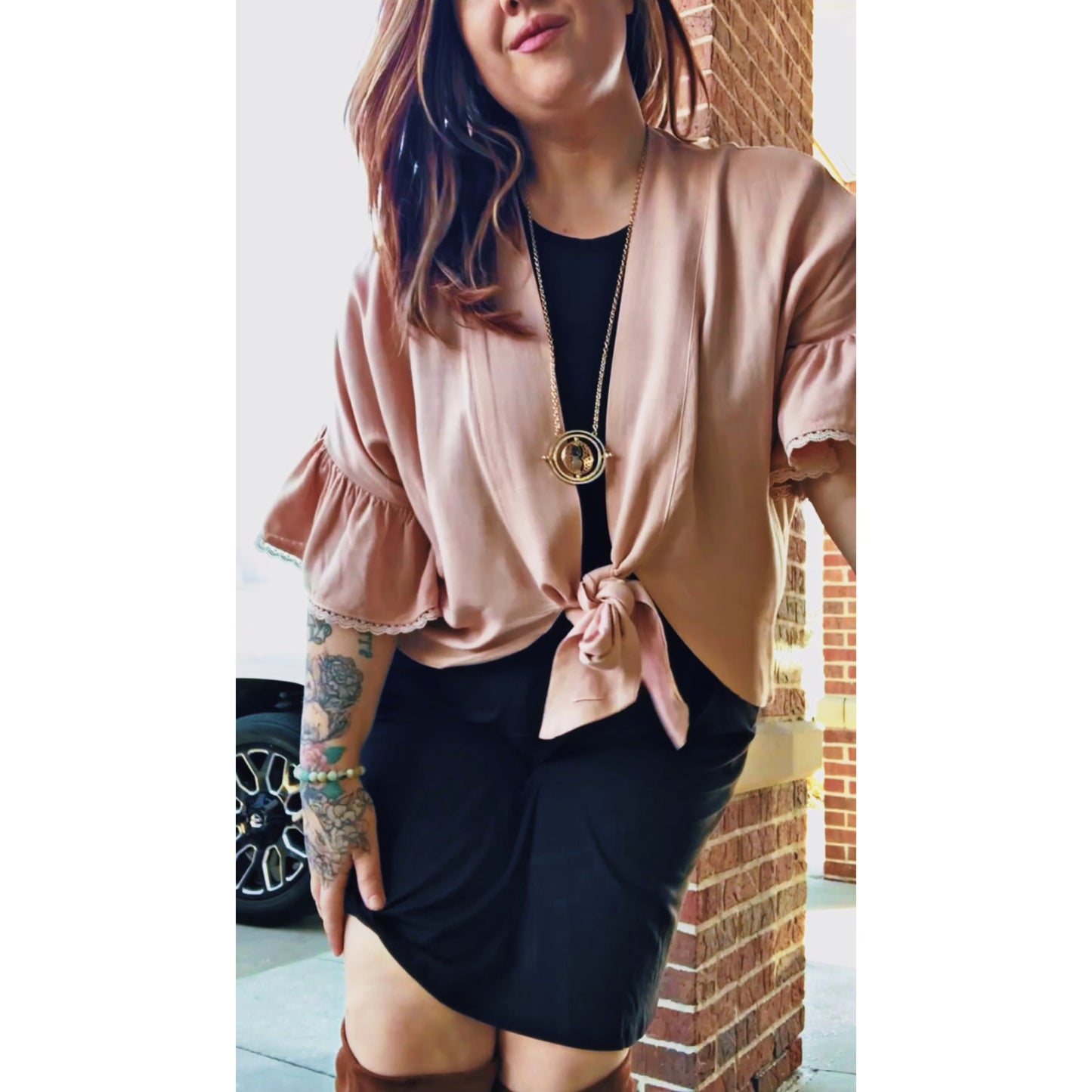 Pink Tie-Front Kimono