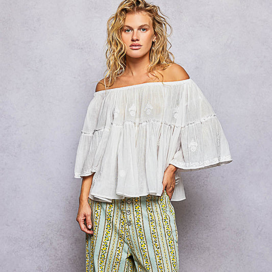 Off-Shoulder Gauze Top