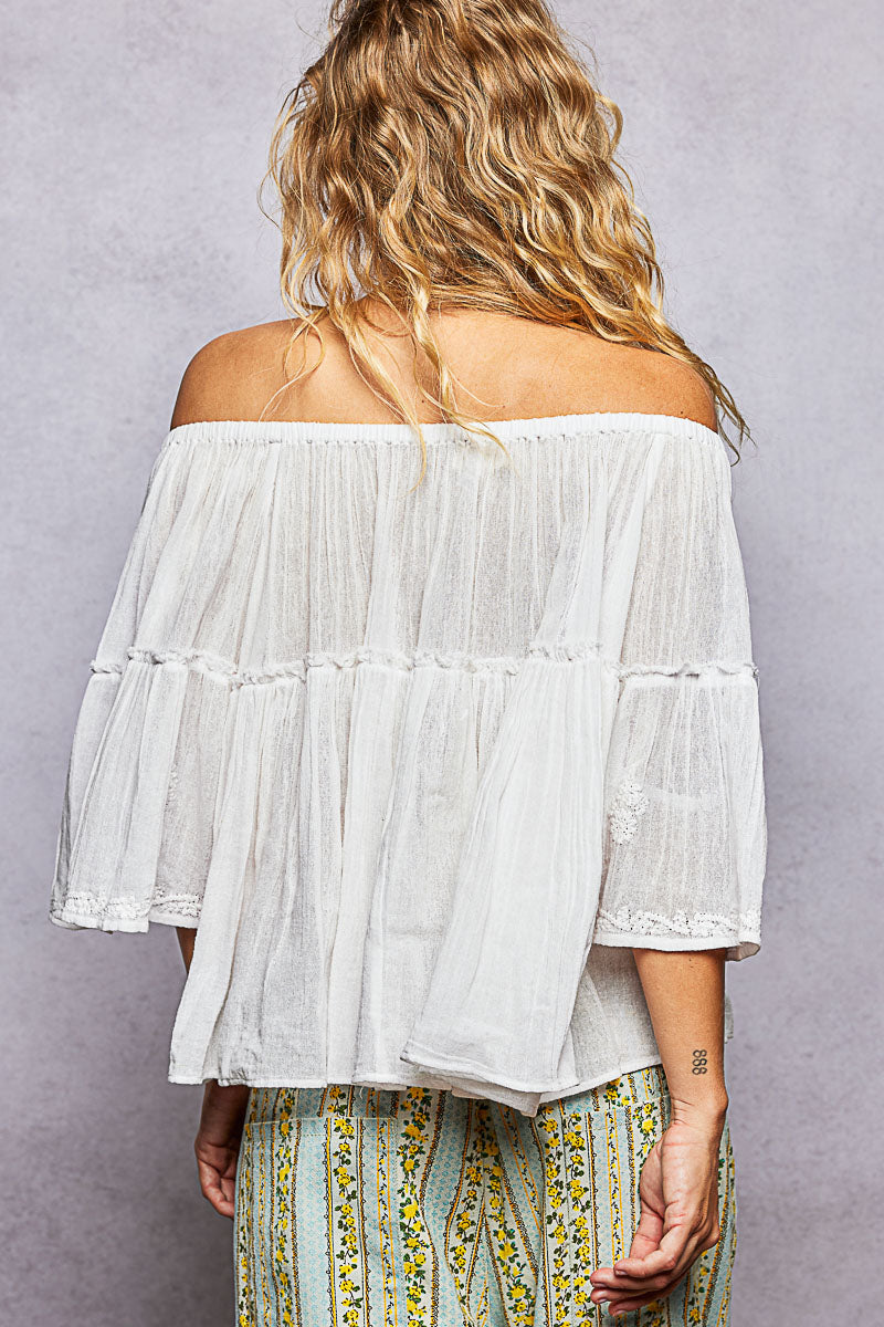 Off-Shoulder Gauze Top