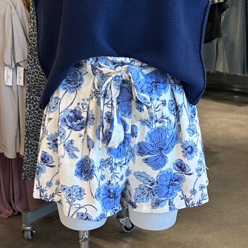 Blue Floral Shorts