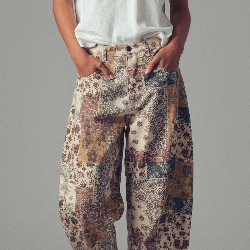 Patchwork Barrel Jeans