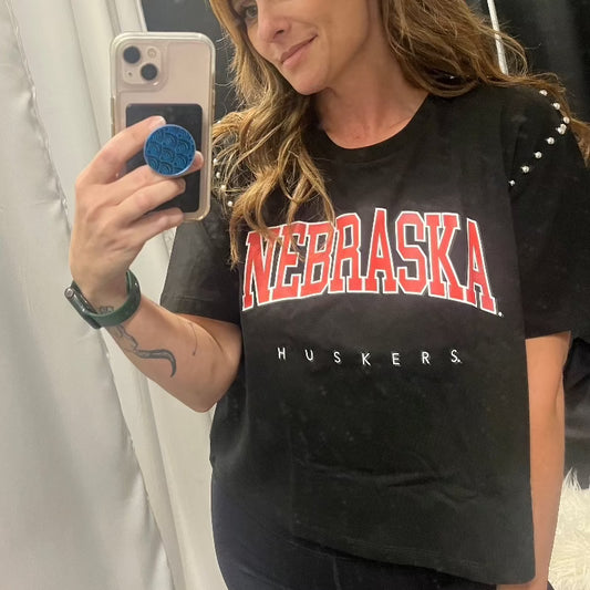 Nebraska Gameday Studded top