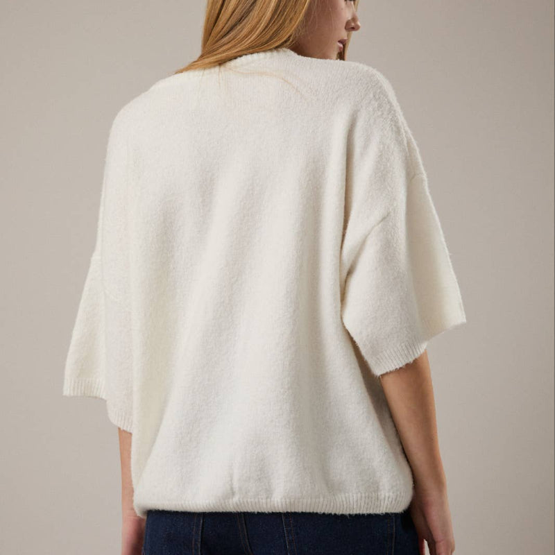 Short Sleeve Crew Neck Cardigan