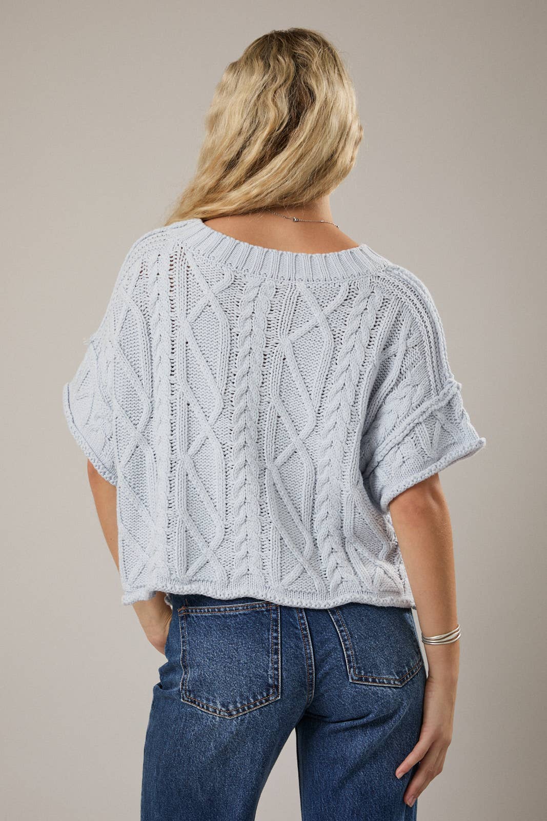 Light Blue Short Sleeve Sweater
