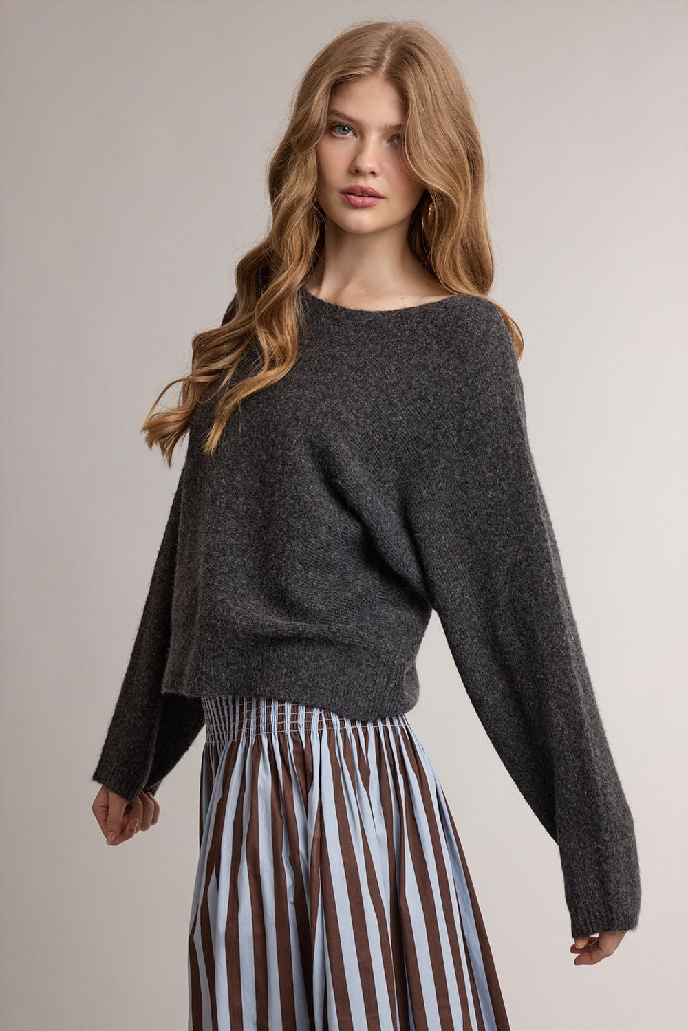 Charcoal Boatneck Sweater