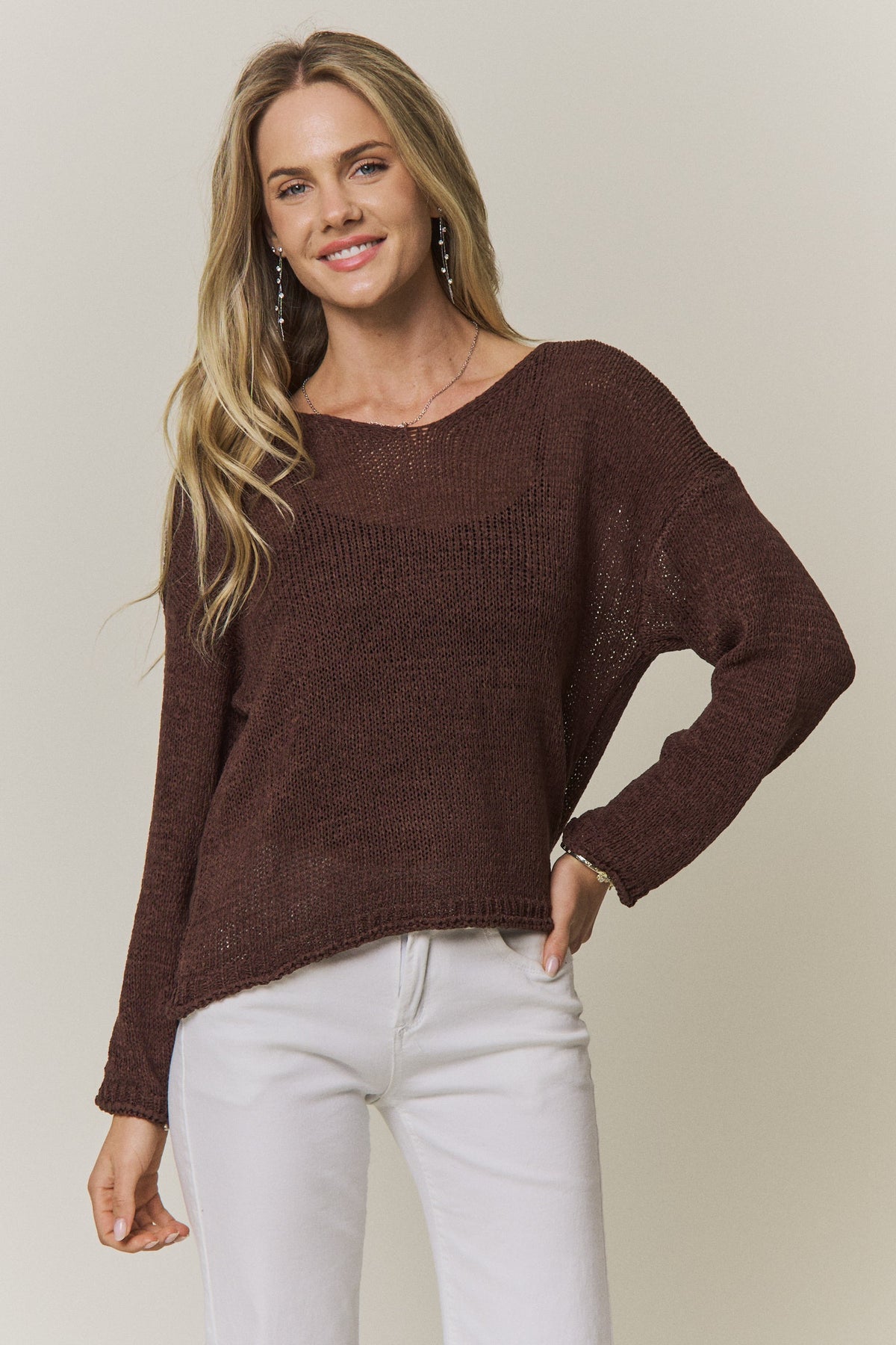 Brown Lightweight V-Neck Sweater