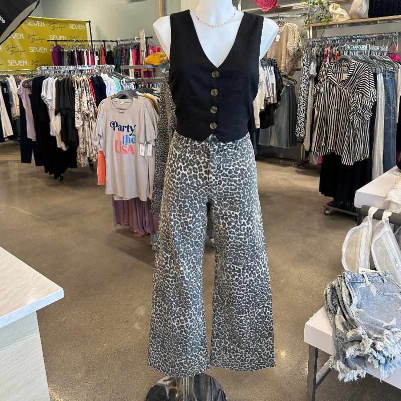 Leopard Print Wide Leg Pants